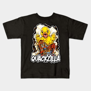 Retro Quackzilla Pun Duck Gifts Men Women Kids Funny Duck Kids T-Shirt